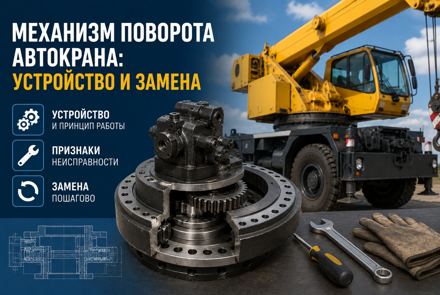 Механизм поворота автокрана: устройство и замена